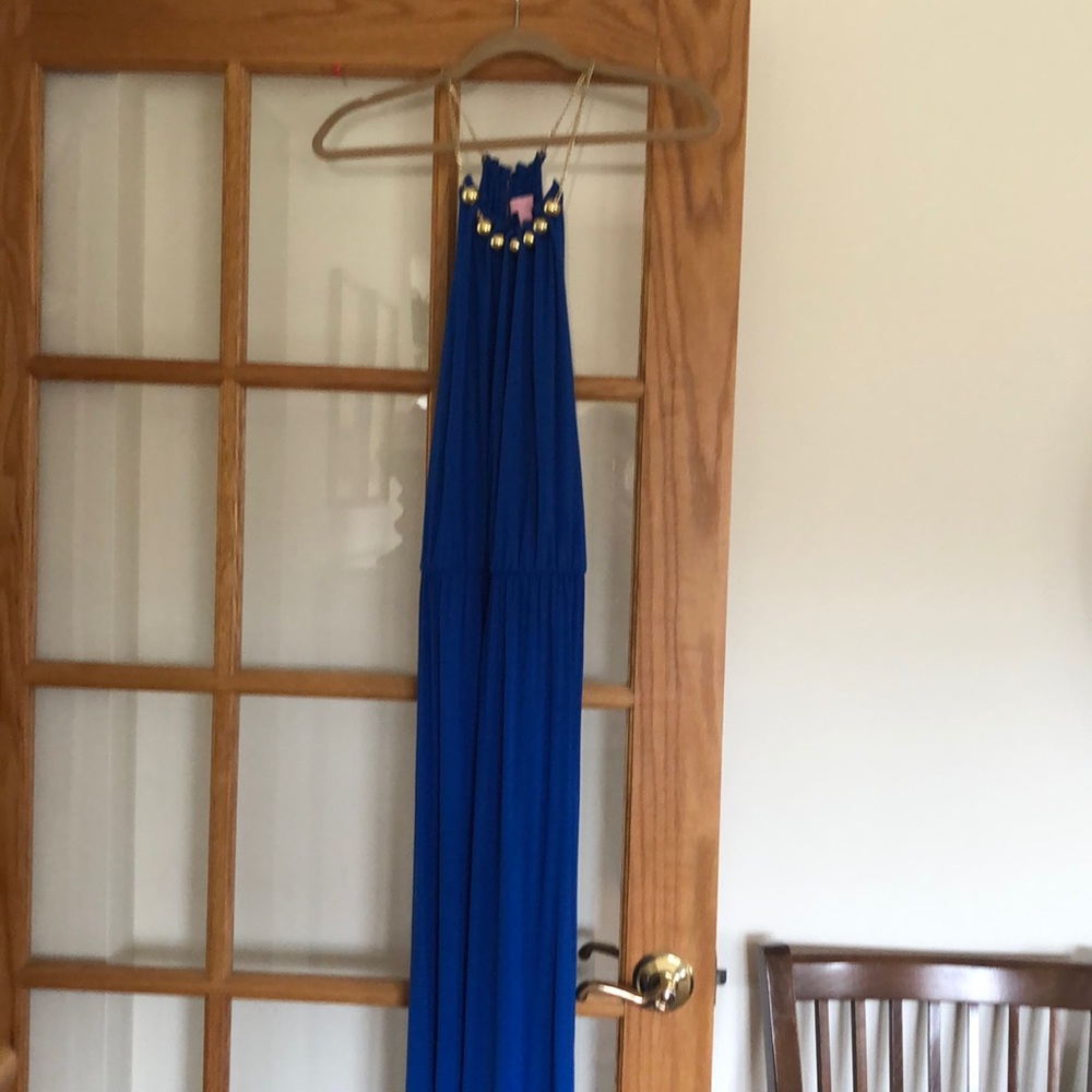 Lilly Pulitzer Blue Jersey Maxi Dress w/ Gold